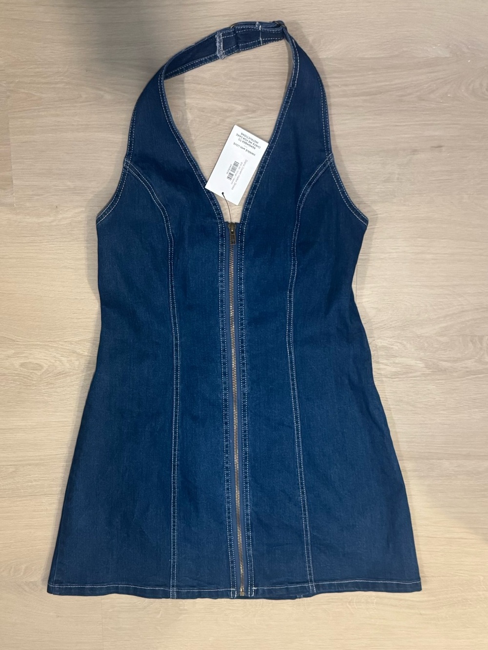 NWT Molly Green Denim Halter Dress, size S